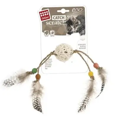 Juguete 'catch scratch' rattan y plumas café linea eco Gigwi
