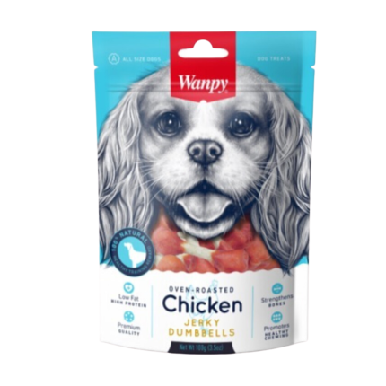 Mancuernas de pollo Wanpy chicken jerky dumbbells