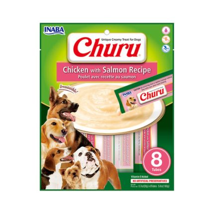Dog churu pollo con salmón (8 tubitos)