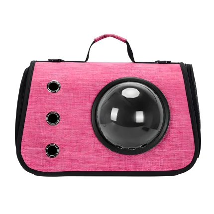 Bolso transportador de mascotas con extra ventilacion color rosado