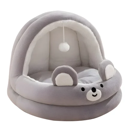 Cama semicerrada para mascotas talla S color gris