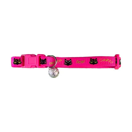 Collar para gatos con diseños de gatitos color rosado