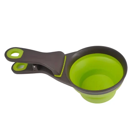 Taza medidora plegable con clip de sellado de alimentos de mascotas 237ml
