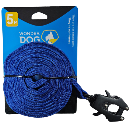 Correa antideslizante para mascotas 5 mts mosqueton tactico color azul Wonderdog