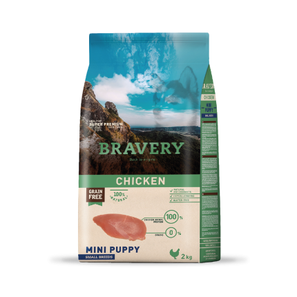 Alimento Pollo cachorro raza pequeña 2 kg Bravery chicken mini puppy small breeds