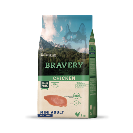 Alimento Pollo Adulto raza pequeña 7 kg Bravery chicken mini adult small breeds
