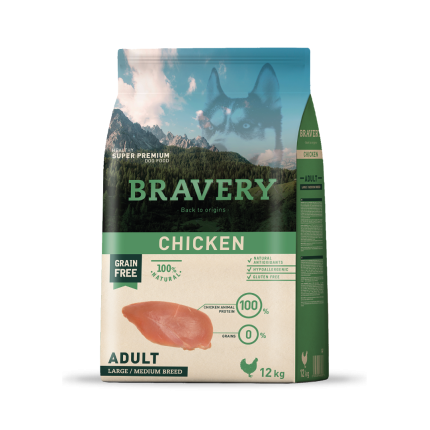 Alimento Pollo Adulto razas medianas y grandes 12 kg Bravery chicken adult large/medium breeds