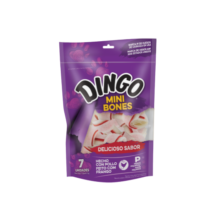 Snack huesos pequeños Dingo mini bones 70 gr, 7 unidades