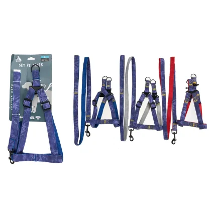 Set de arnés step in y correa denim de nylon 2.5cm talla L