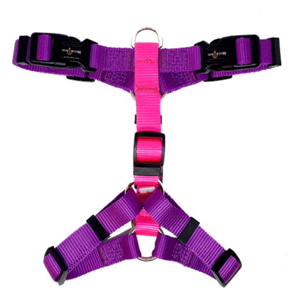 Arnés en H talla M con antitirón Mascoideas - Morado/Rosado